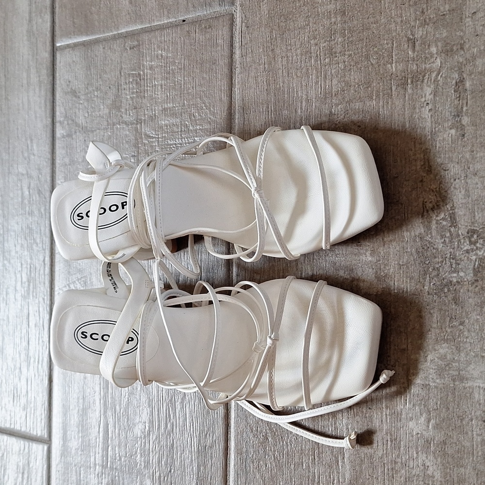 White long strap heel